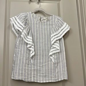 Linen ruffled and striped top